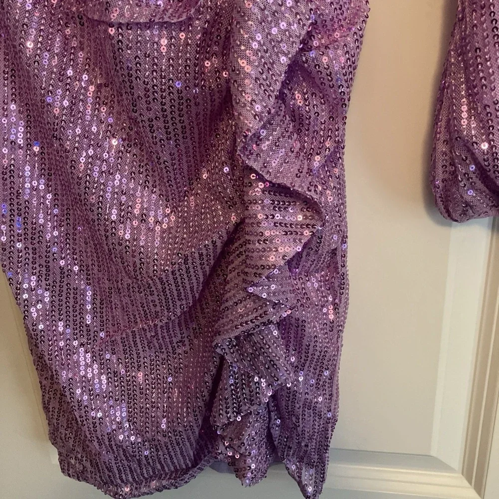 Grace Karin Girl's Long Sleeve Sequin Sparkly Formal Dress Size 8Y Purple C746
